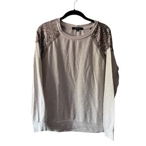 5/$25 Women’s Crewneck Cream Sequin Long Sleeve Top